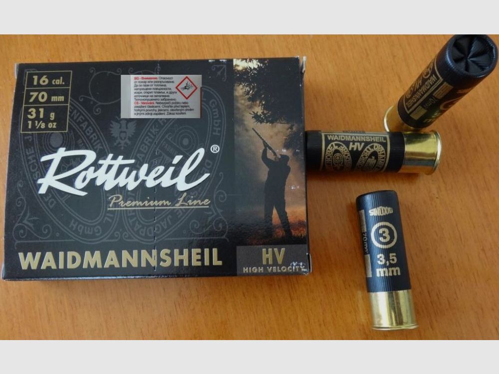 Rottweil Rottweil shotgun cartridges Waidmannsheil HV plastic 16/70-3.5mm