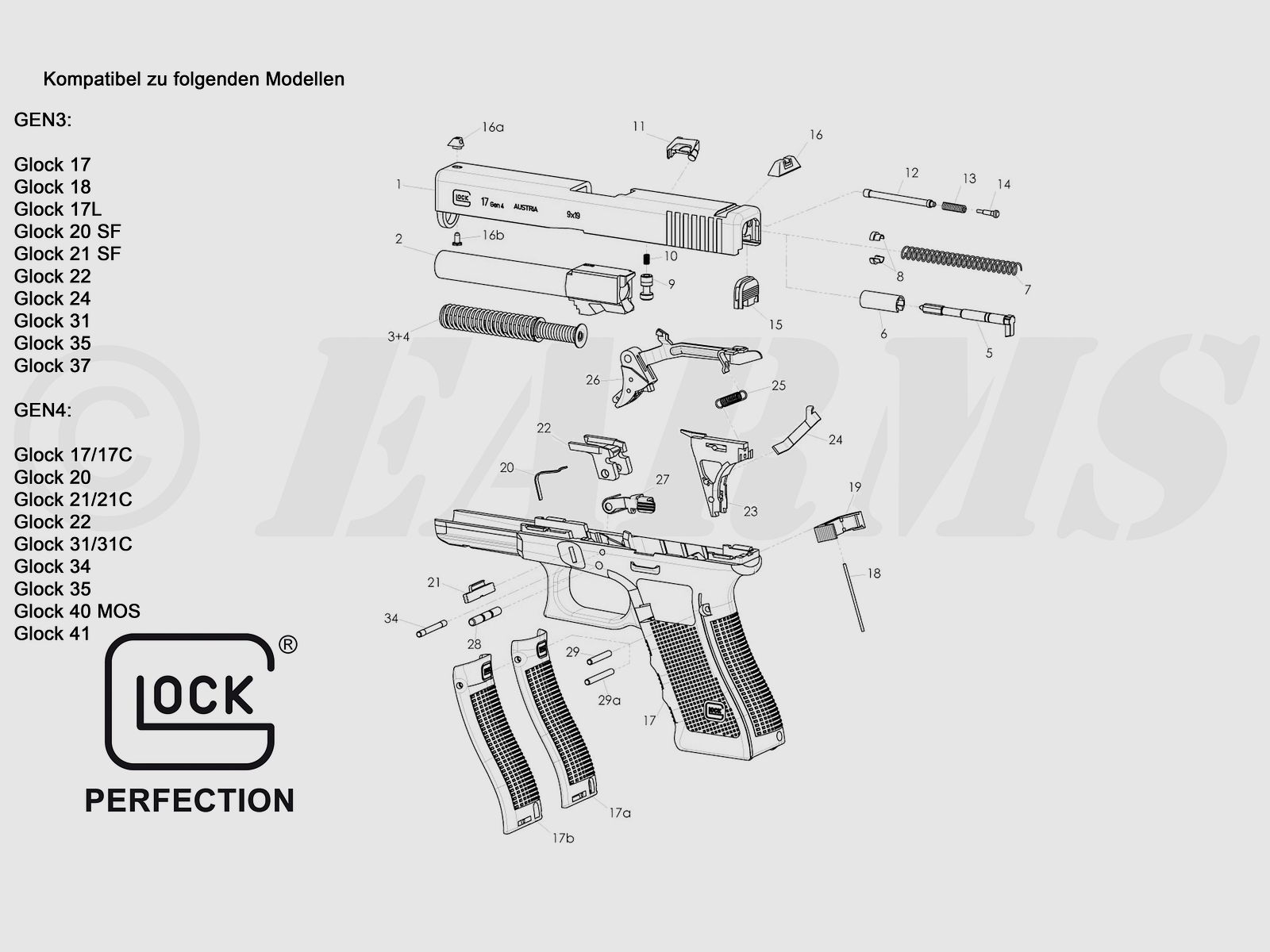 GLOCK bloc de verrouillage "NEUF" 17/18/20/21/22/24/31/35/37/40/41 GEN3 / GEN4, image 2 sur 2