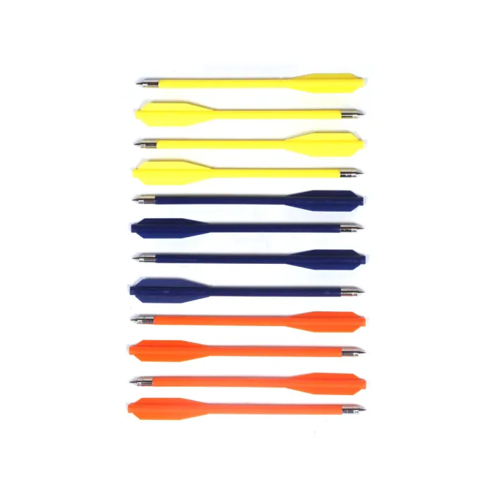 12 pcs. pack of plastic arrows for crossbows 50lbs, color: colorful