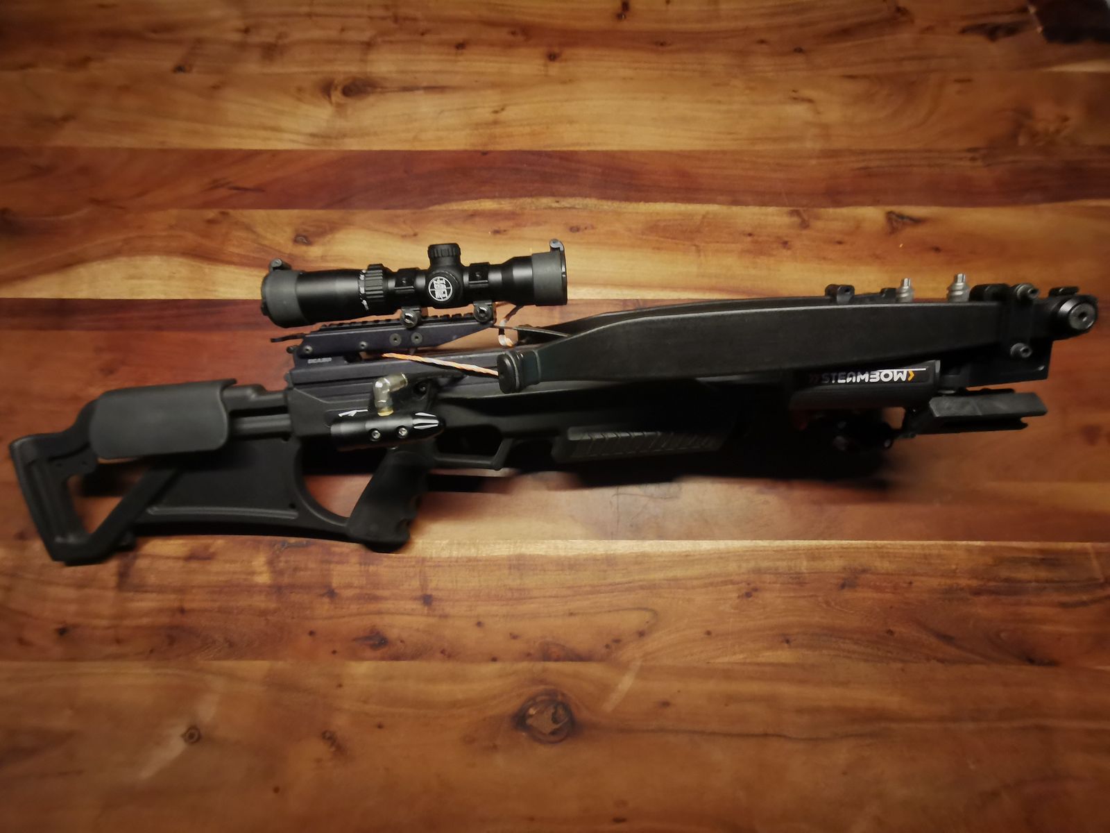 Steambow Bulldog 440 Excalibur crossbow with pneumatic tensioner and a lot of accessories