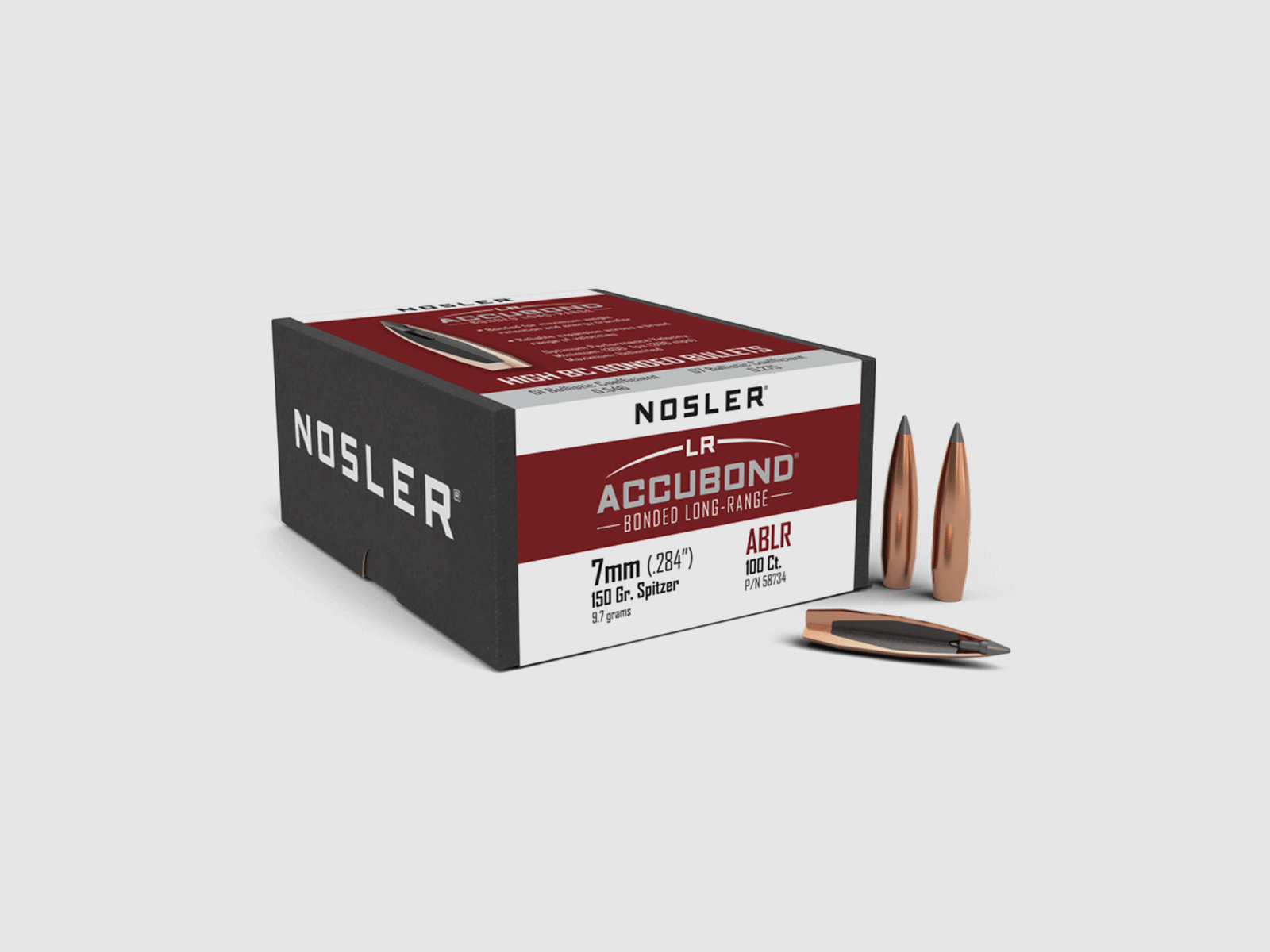 BULLE – NOSLER – LR ACCUBOND 7mm (.284″) ABLR 150gr Spitzer (9.7 grams) (100 pcs)