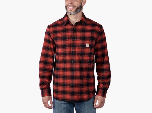 Carhartt Midweight Flannel Shirt Mens Red Ochre S