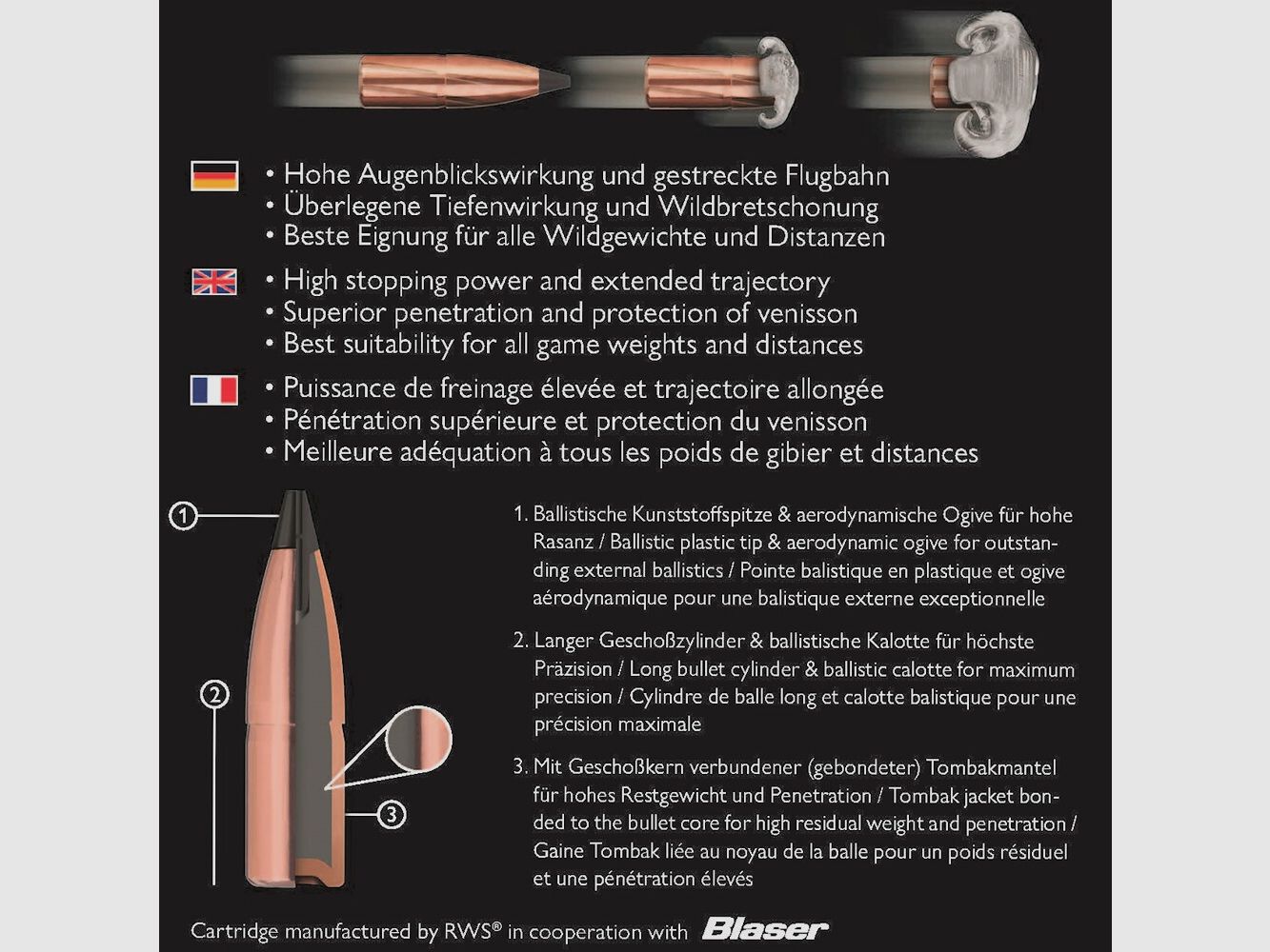 Blaser .300 Win. Mag. Controlled Deformation Bonded 10.7g/165grs., image 2 of 6