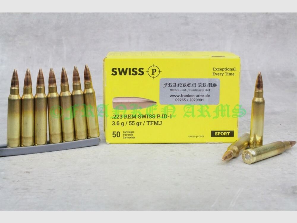 Swiss P .223 Rem. ID-1 FMJ 55gr. 3,6g 50 Stück Staffelpreise