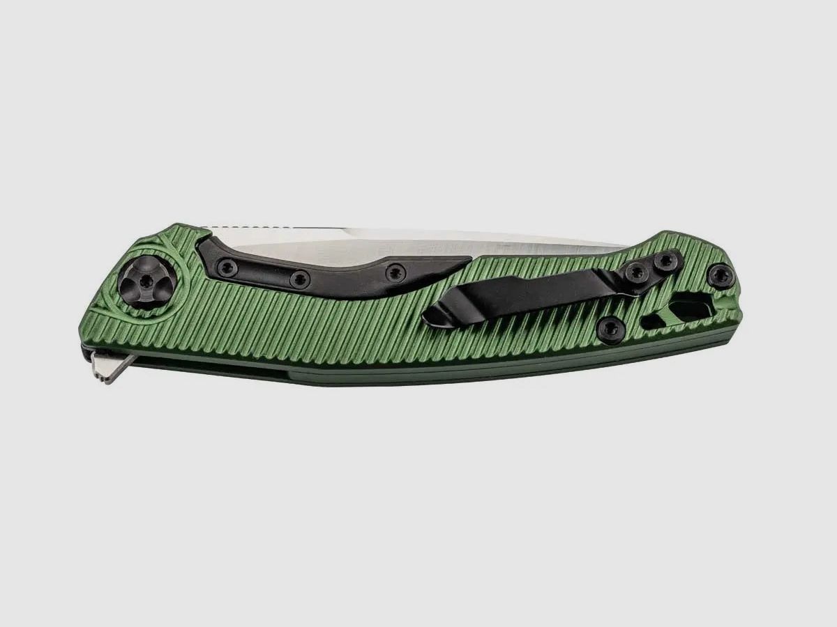 PUMA TEC One-Hand Knife, Green Aluminum with Clip, image 2 of 2