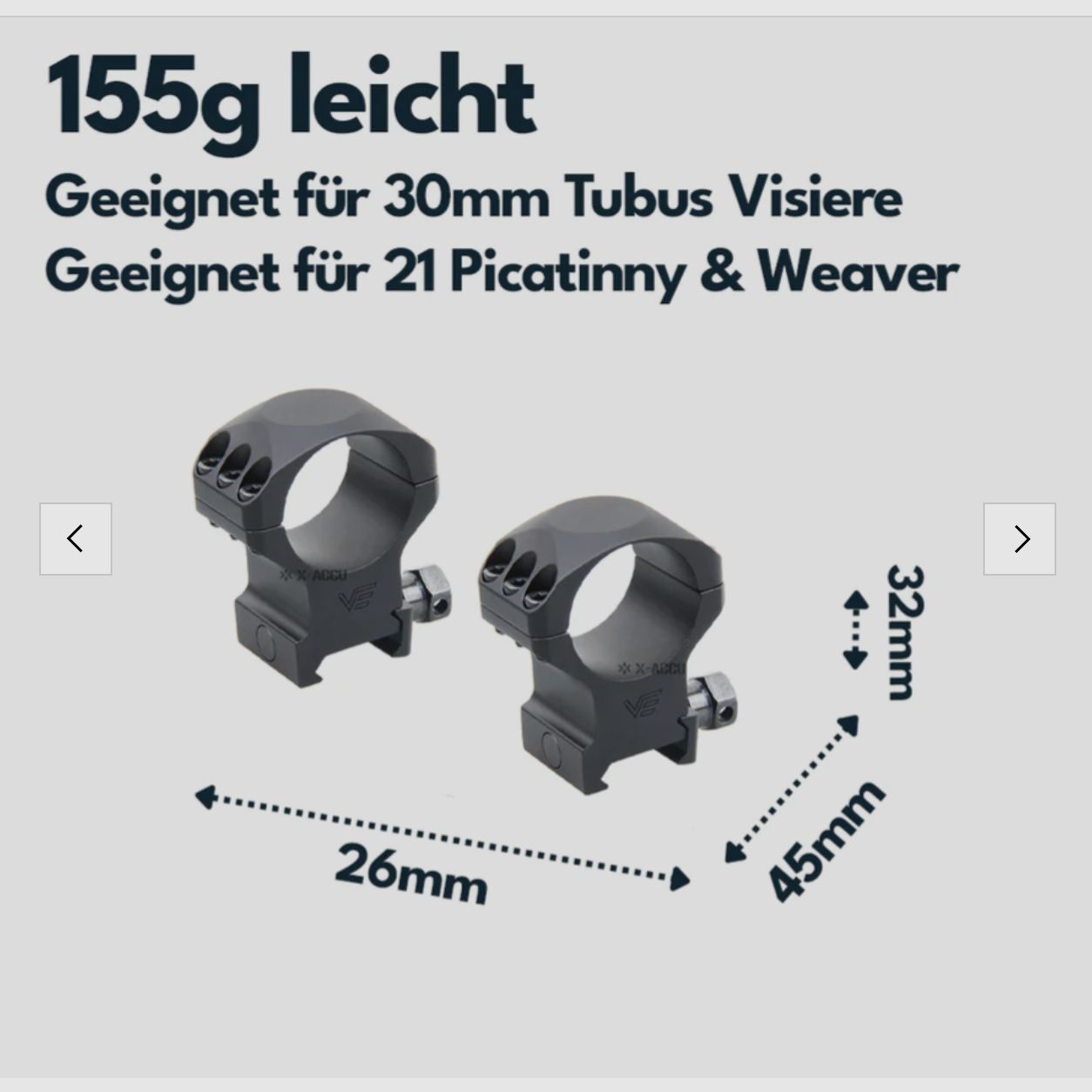 Vector Optics XASR-3002 X-Accu montaż do tubusu 30mm, 21mm Picatinny, h= 32mm