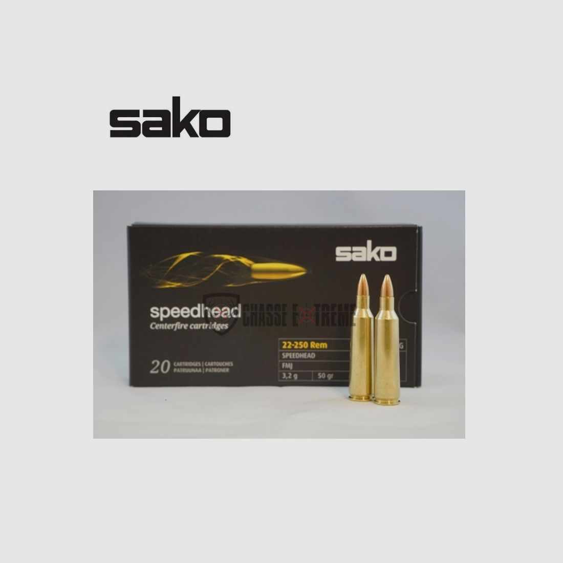 20 Patronen SAKO Speedhead Fmj 22-250 Rem 50 Gr