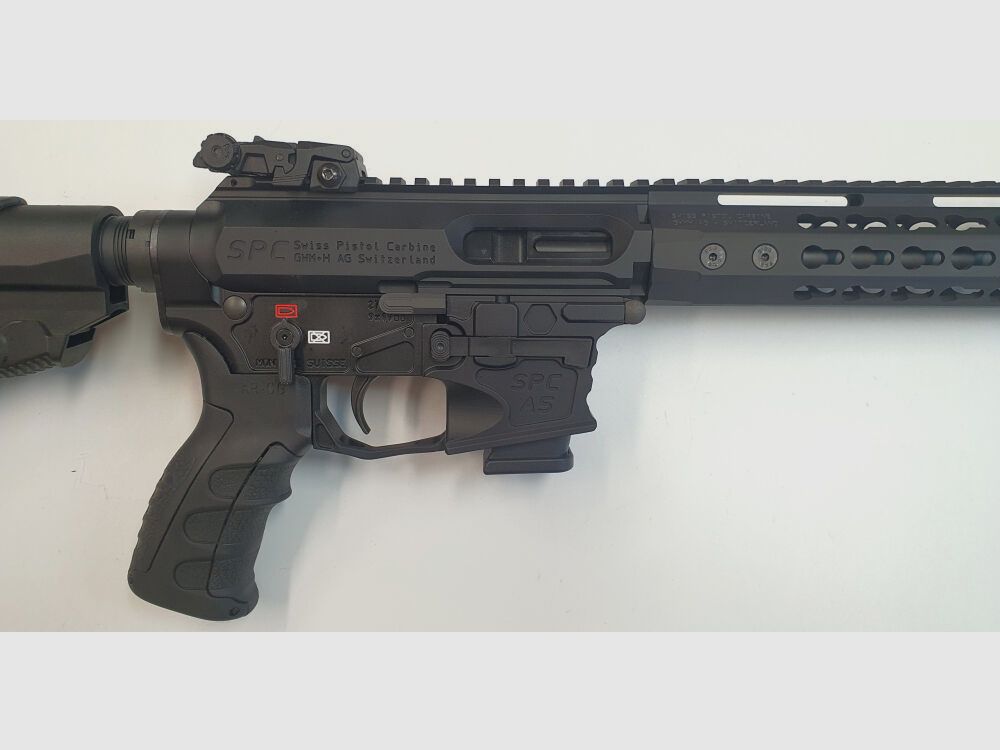 GWMH AG Selbstladebüchse GWMH SPC-HUNTER A5 17" (SWISS PISTOL CARBINE) BLACK Kal.9x19 AR15 Glock Magazin
