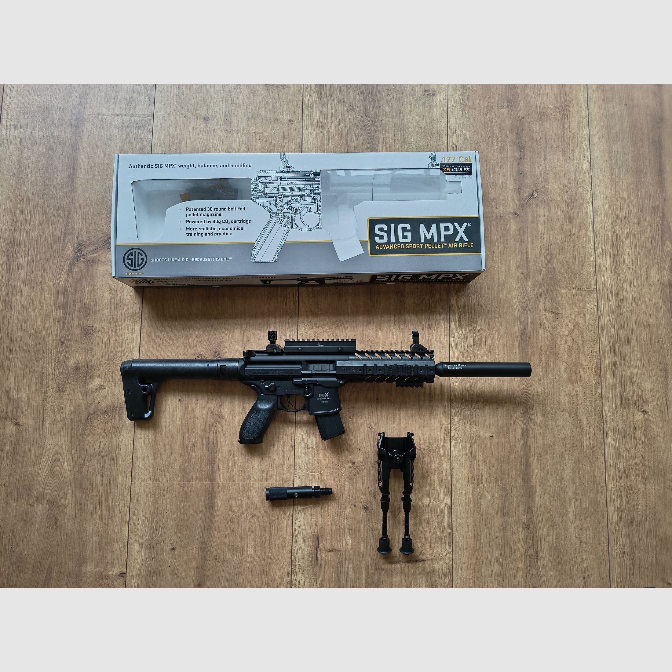 SIG SAUER MPX CO2 Gewehr 4,5mm Diabolo mit Schalldämpfer