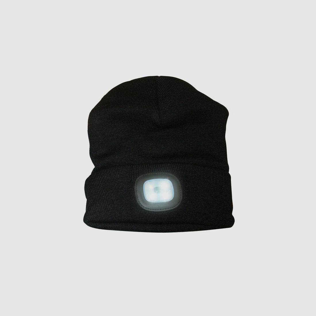 Wintermütze / Strickmütze (Schwarz) mit 4 LED´s / 3 Leuchtstufen - mit USB ladbar