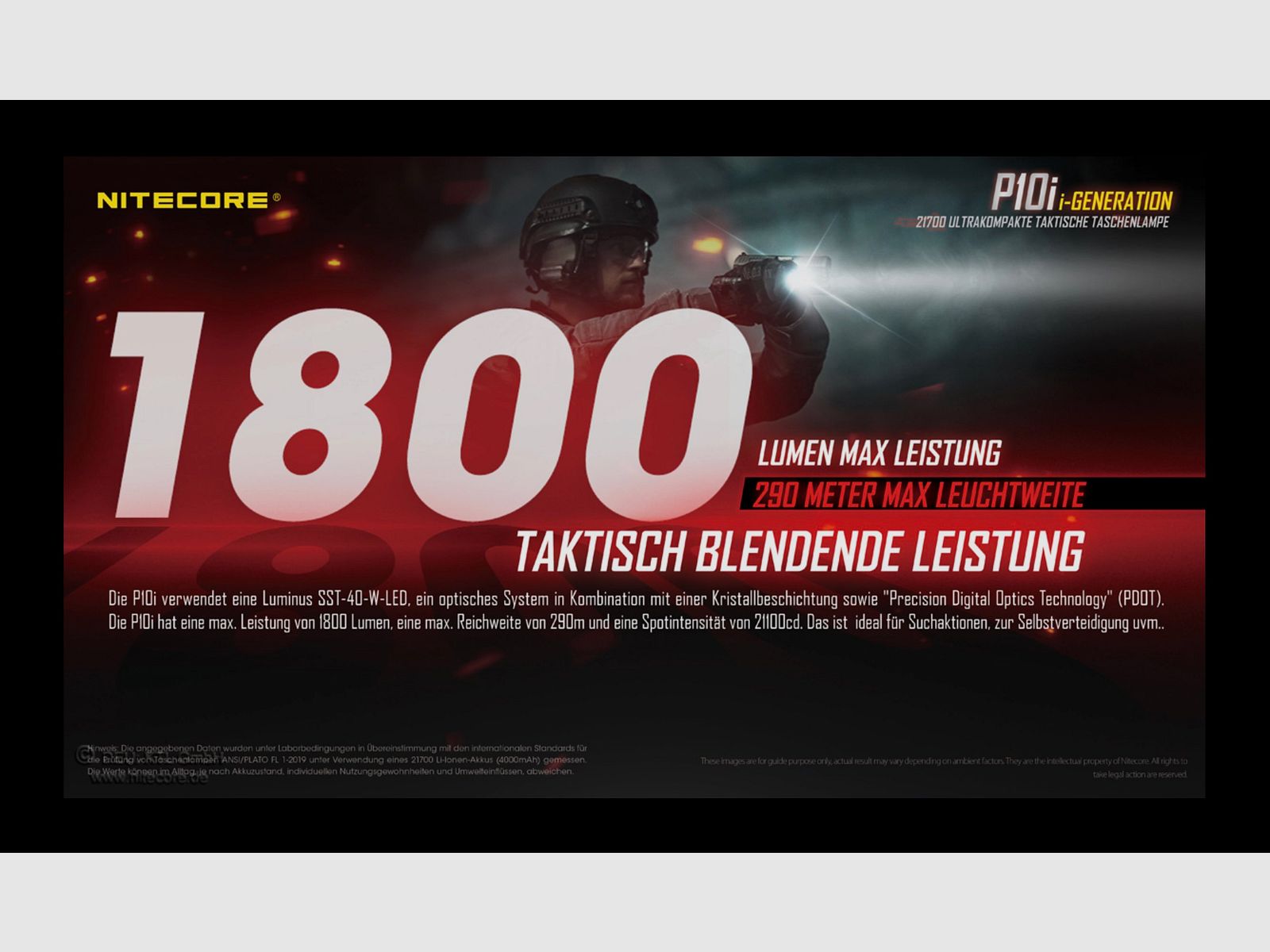 Nitecore P10i taktische LED Taschenlampe 1800 Lumen