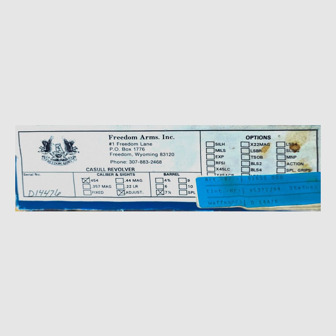 Freedom Arms Premier Grade