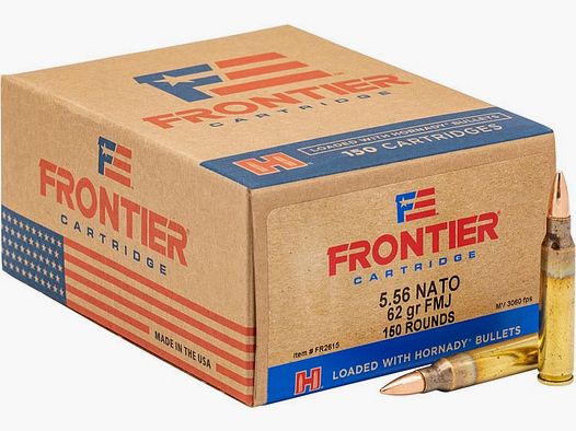 5.56×45 Nato Hornady Frontier FMJ 62grs. 150 pz.