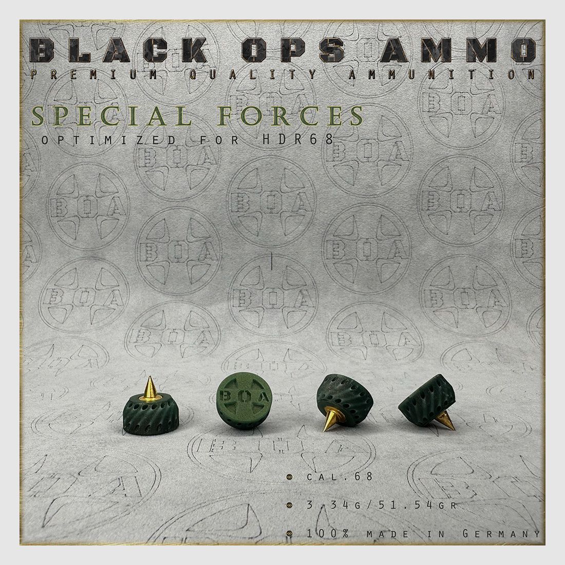10x + 2 Special Forces BLACK OPS AMMO HDR 68 TR cal.68 ammunition T4E Umarex HDR68 TR68