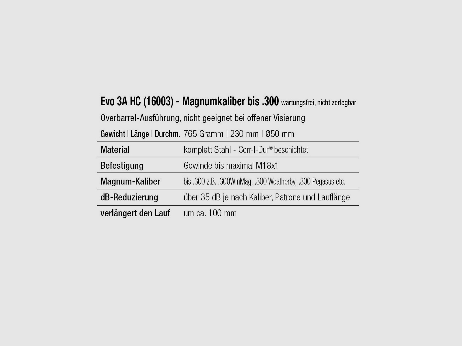 SmallArms Industries EVO 3A HC M15x1 Black .300WM .300WinMag