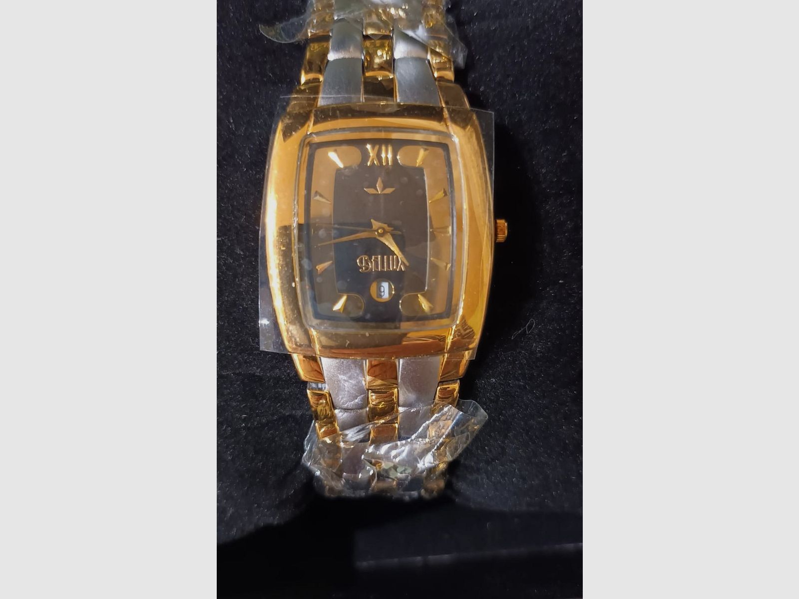 Montre pour hommes et femmes, plaqué or 23 K, date