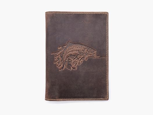 Greenburry leather fishing license folder ID folder case fish brown 328B-fish-25