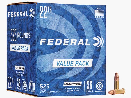 Federal Champion Training .22 LR 36GR CPHP 525 cartouches