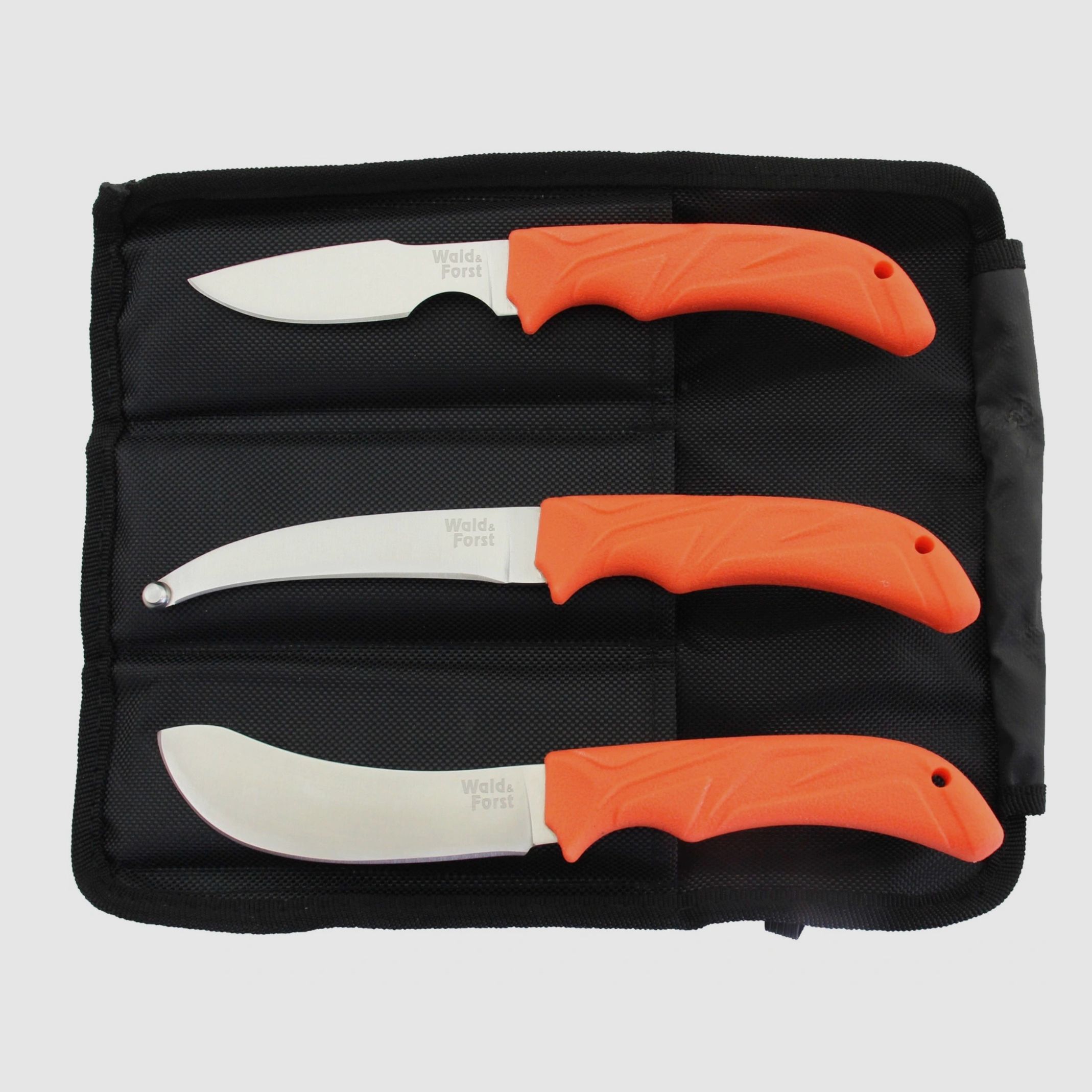 Wald & Forst 192892 Zerwirkset Kunststoffgriff 3 teilig orange mit Aufbewahrungstasche