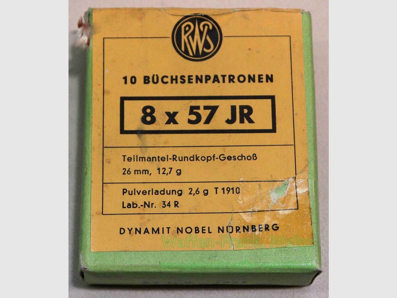 RWS (WZd.Fa.Rottweil) Büchsenpatronen 8x57JR 12,7 g TMR