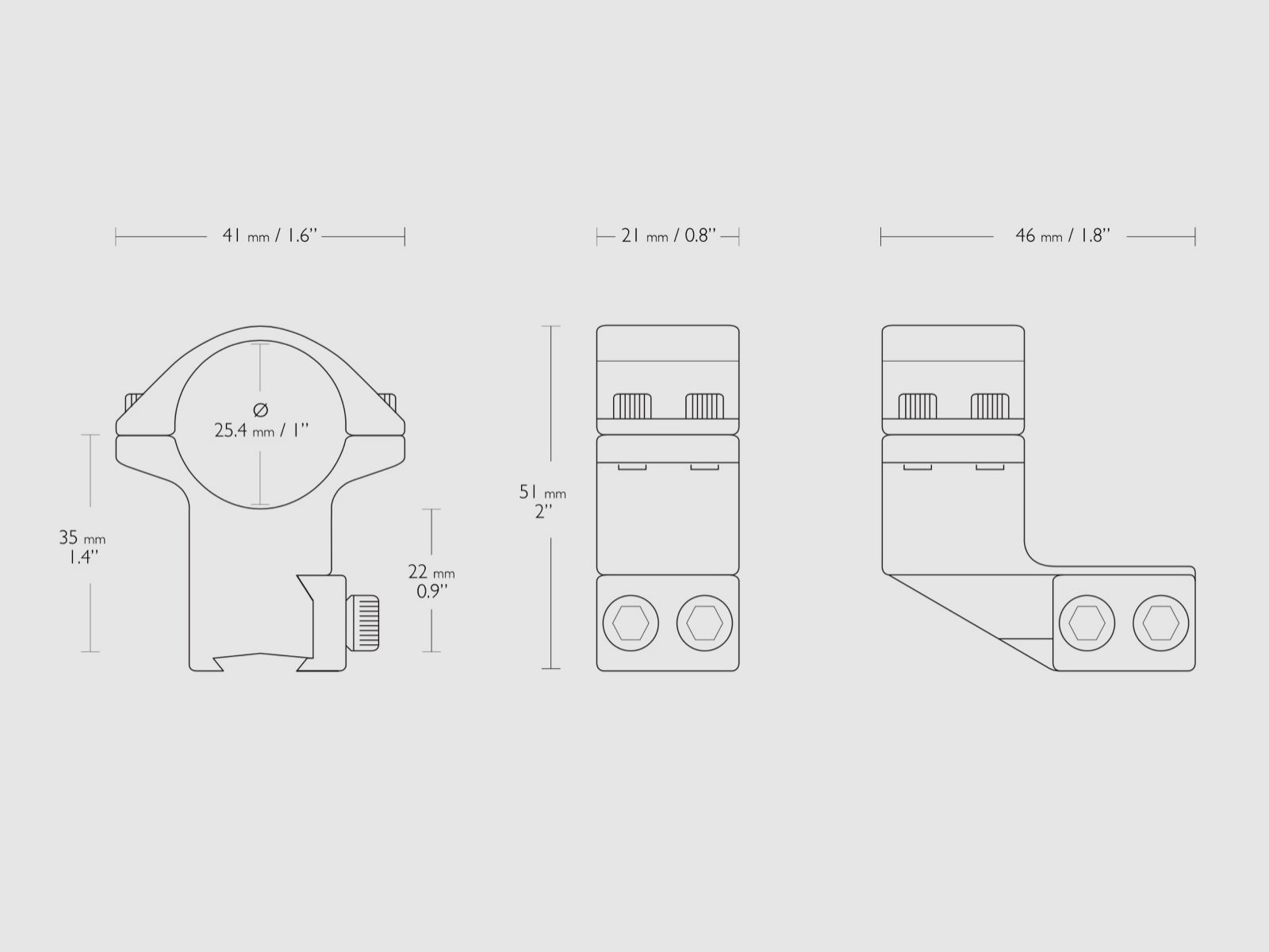 HAWKE 22120 Montaż pierścieni 25,4 mm Wysokość 1 cal Rozmiar przesunięcia 9-11 mm