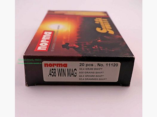 Cartuchos de rifle Norma .458 Win. Mag.