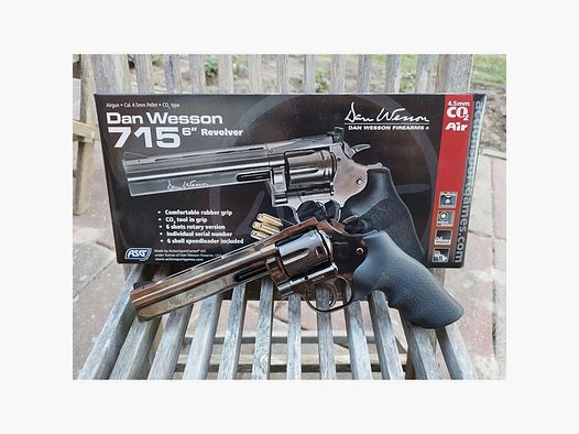 ASG Dan Wesson 715 CO2 Revolver 6 Zoll Kal. 4,5mm Diabolo stahlgrau