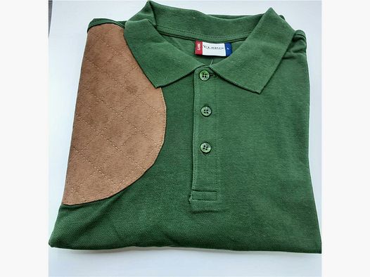 Polo shirt short sleeve with velour patch, green XL