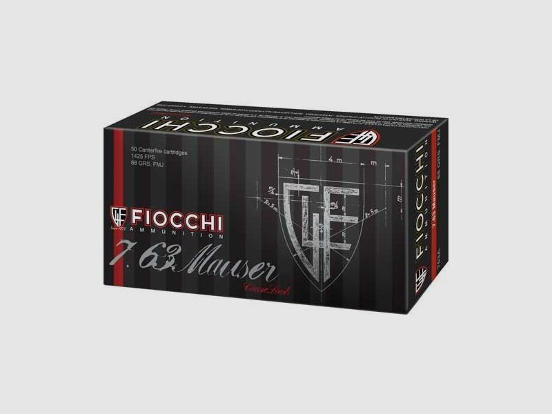 Munitions de combat Fiocchi 7,63 Mauser FMJ 5,7 g