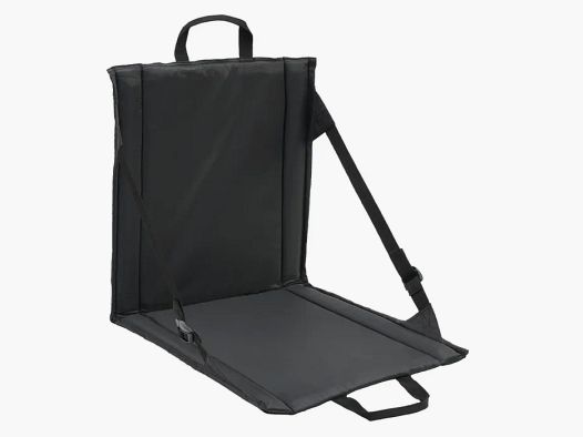 Asiento plegable con asa + bolsa de malla para 2 botellas de bebida - Negro