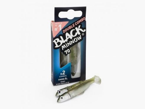 ZACHTE AAS DUBBELE COMBO BLACK MINNOW 70 + JIGKOP OFF SHORE