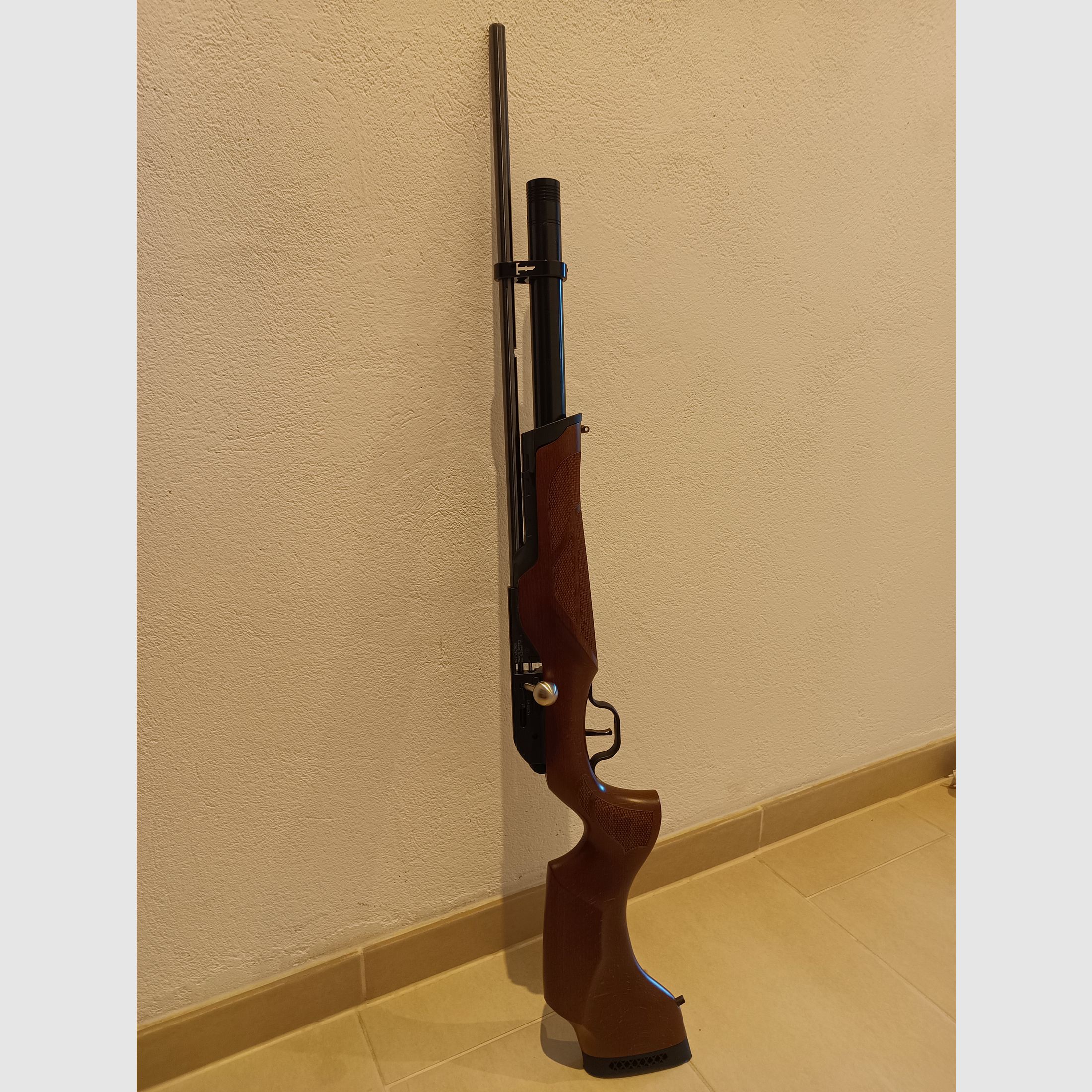 Absolutes Unikat: Walther Dominator Holzschaft 6,35mm (.25) – Kaum geschossen (ca. 150 Schuss)! + Alu-gefräste Laufbrille, 3x Custom Quickfill-Kartuschen & 4 Magazine