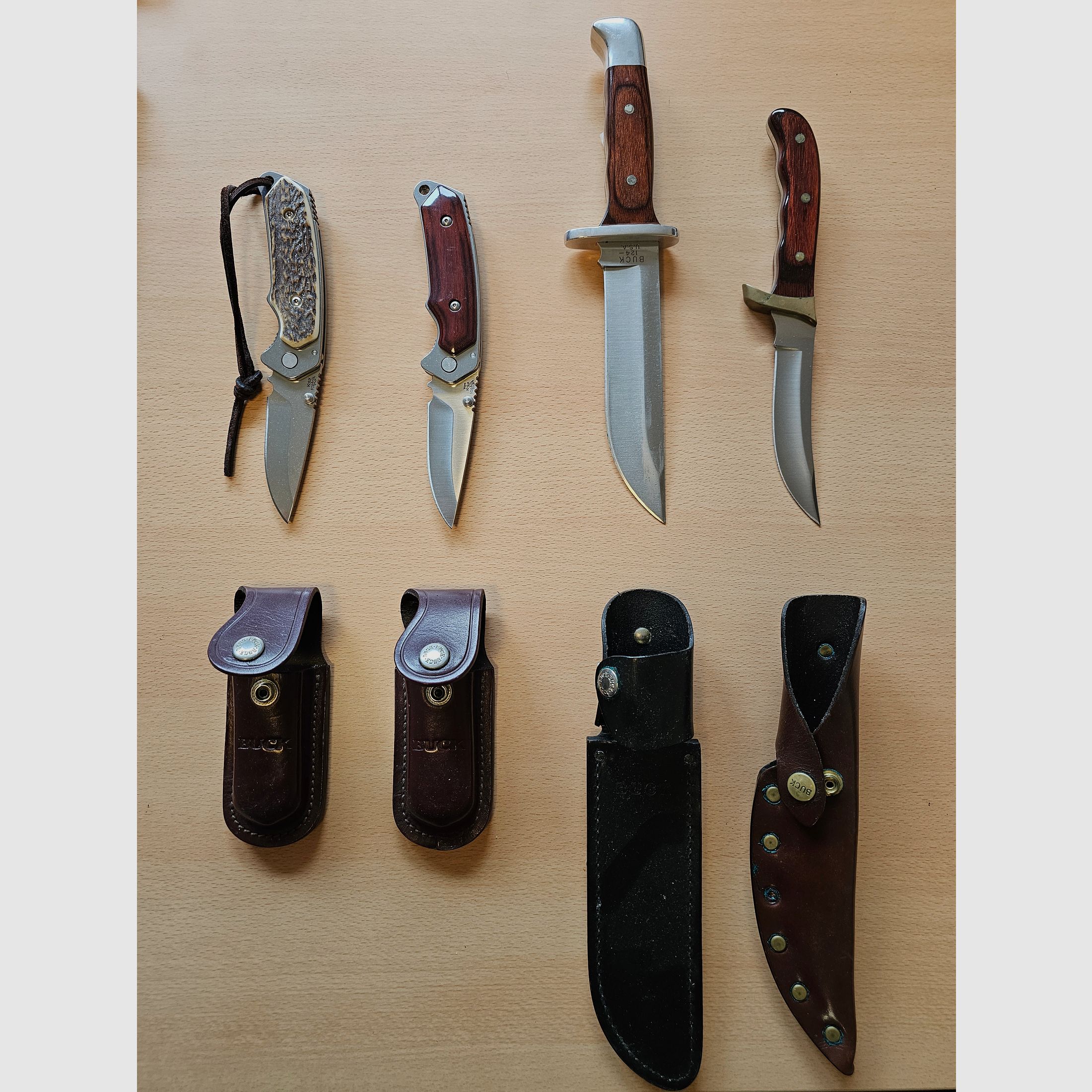 4 Jagdmesser von Buck im Set zu verkaufen.