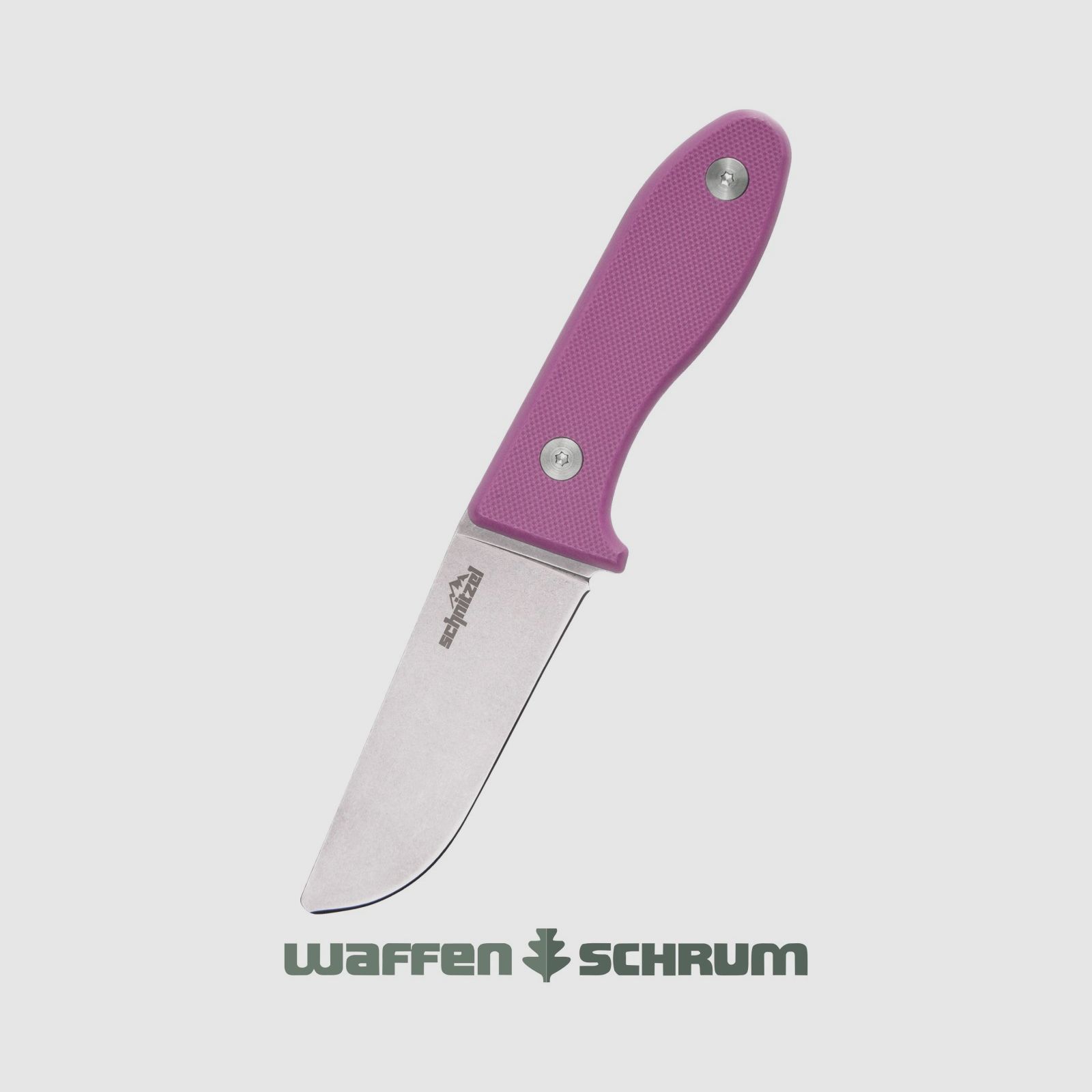 Couteau pour enfants Schnitzel UNU rose en acier inoxydable 8Cr13Mov avec finition stonewash y compris étui en Kydex (noir)