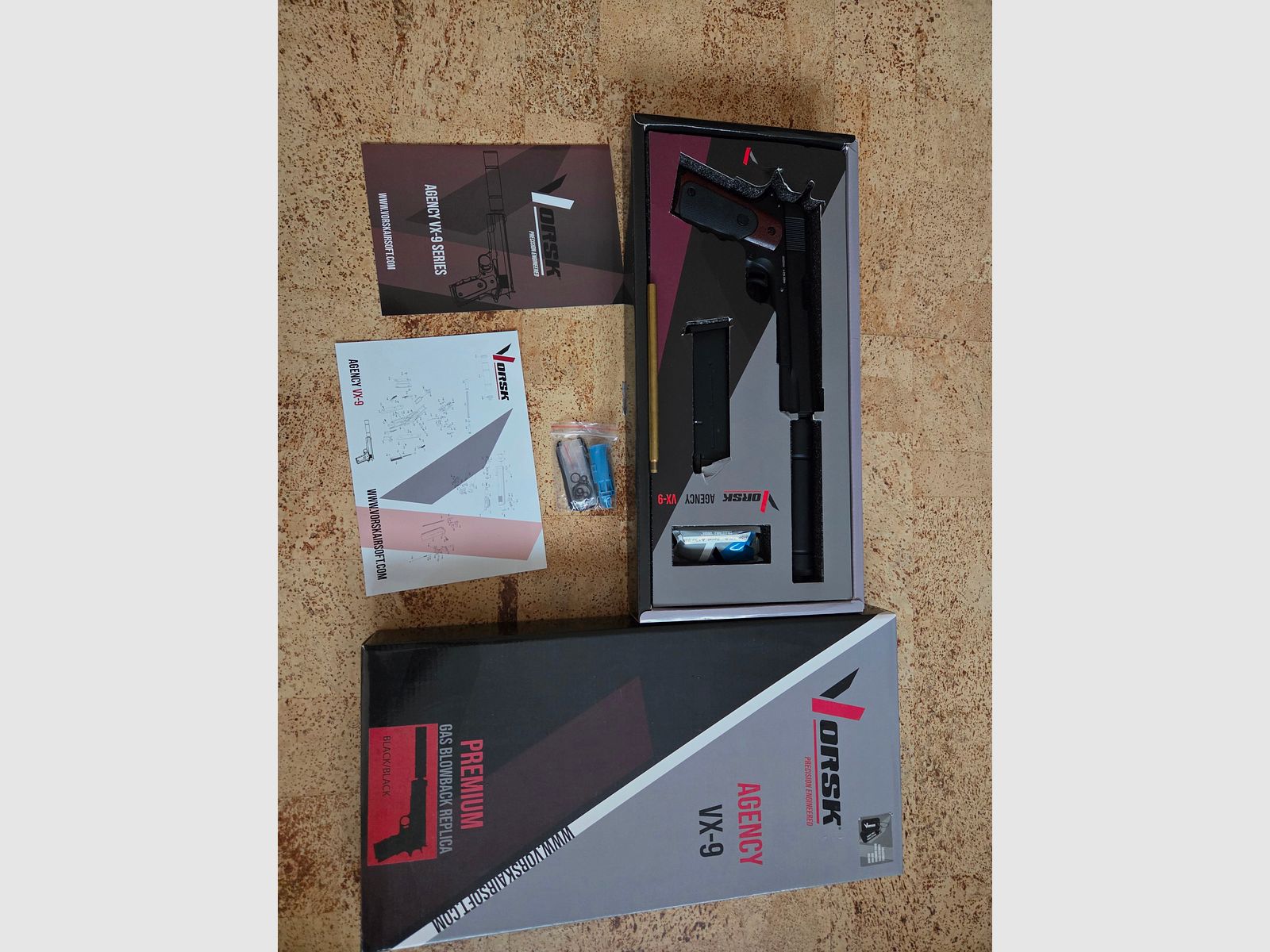 VORSK M1911 VX-9 Silenced Full GBB 6mm BB black