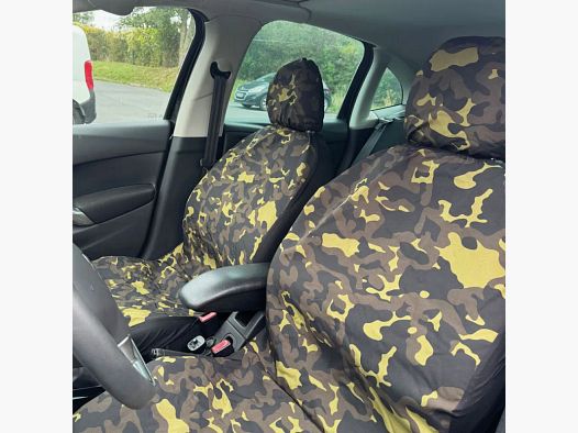 Set Housses de Voiture toile polyester noire et mousse Camo CE
