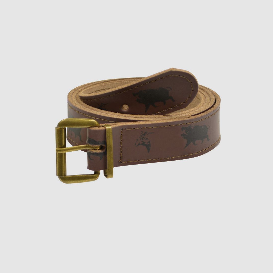 Hunting belt leather with wild boar and woodcock pattern, image 2 of 4