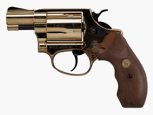 Schreckschuss Revolver Smith & Wesson Chiefs Special Combat gold Holzgriffschalen Kaliber 9 mm R.K. (P18)