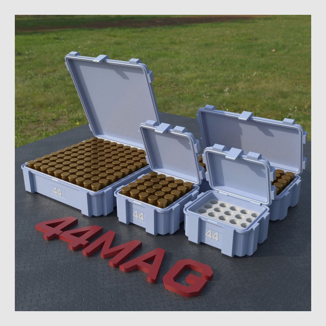 Filamelt Munitionsbox / Ammo Box .44 Magnum – Patronenbox ‘Klappdeckel’ – 20 / 25 / 50 / 100 Runden