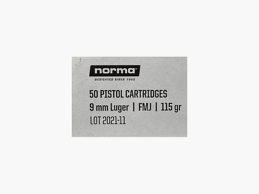 Amunicja Norma 9 mm PARA FMJ Range&Training, 7,5g/115gr