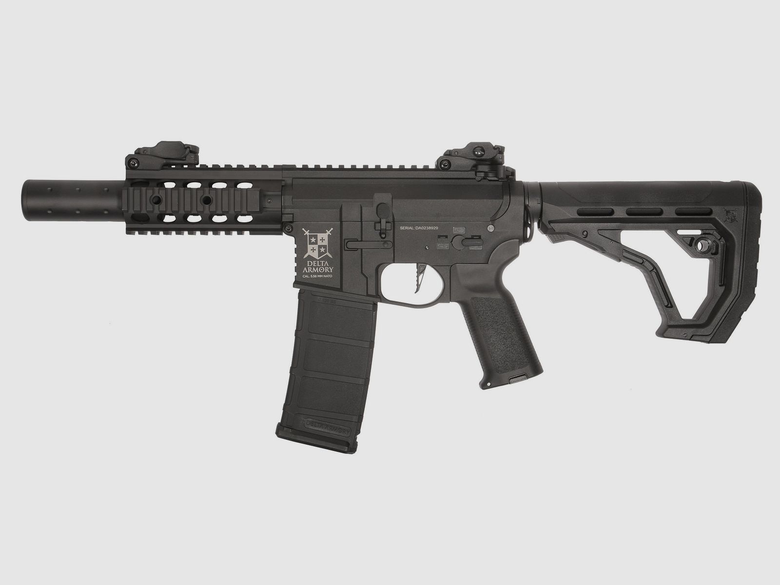 AR15 SilentOps CQB BRAVO EAGLE ETU Schwarz AEG Softair Gewehr max. 0,5J | Delta Armory