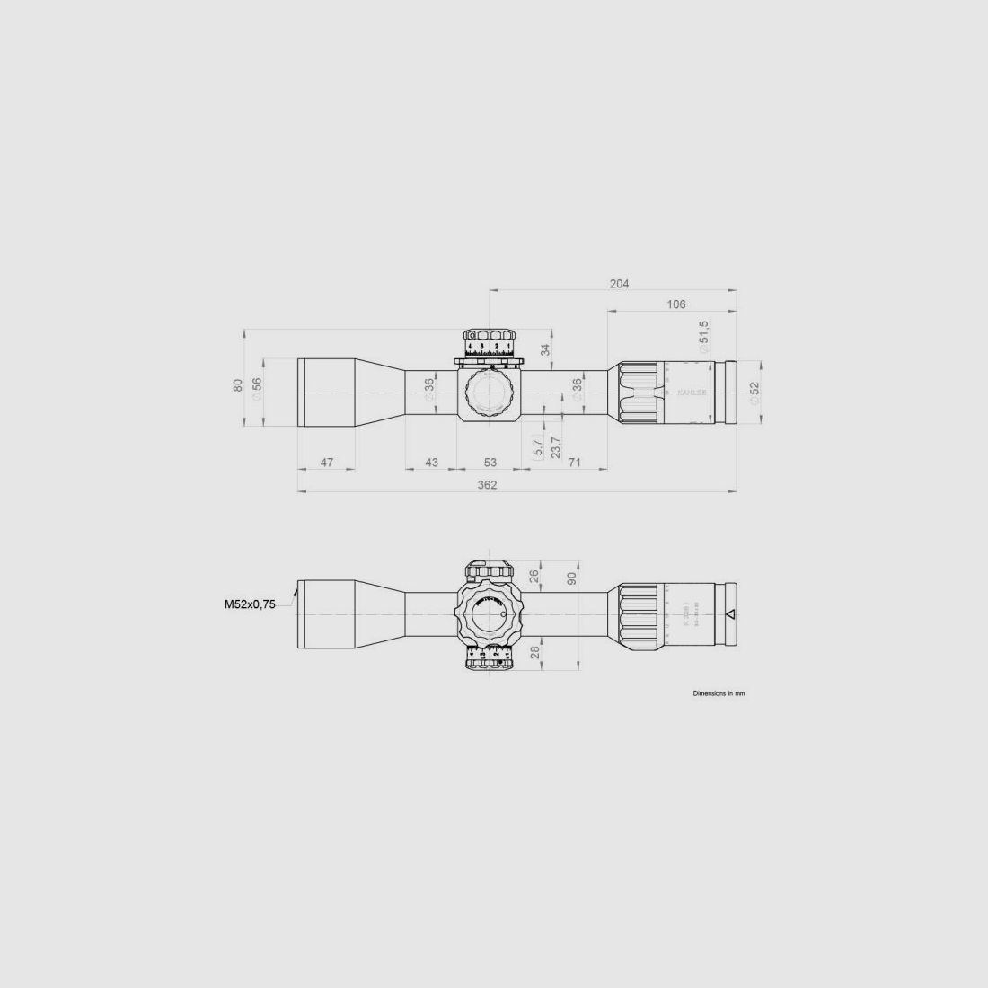 KAHLES ZF m. Leuchtabsehen (1. BE) 3,5-28x50i K328i REFINED Abs. SKMR+|36mm|CCW|li|10MIL