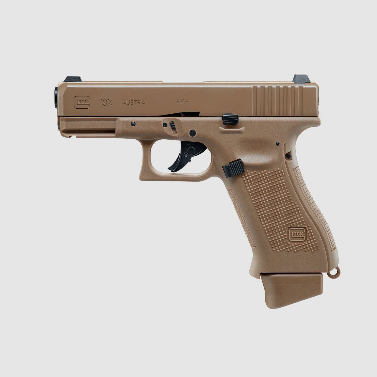 CO2 Softairpistole Umarex Glock 19X Blow Back, Coyote Tan, Kaliber 6 mm BB (P18)