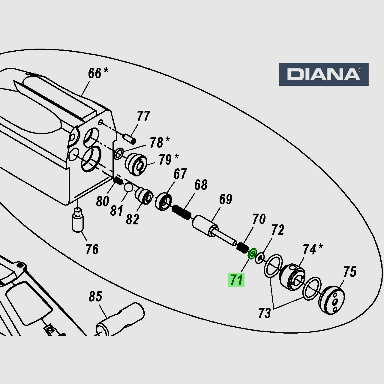Scheibe fĂĽr Ventilblock DIANA Pressluftgewehr P1000 Kal. 4,5 - 5,5 mm, Ersatzteil