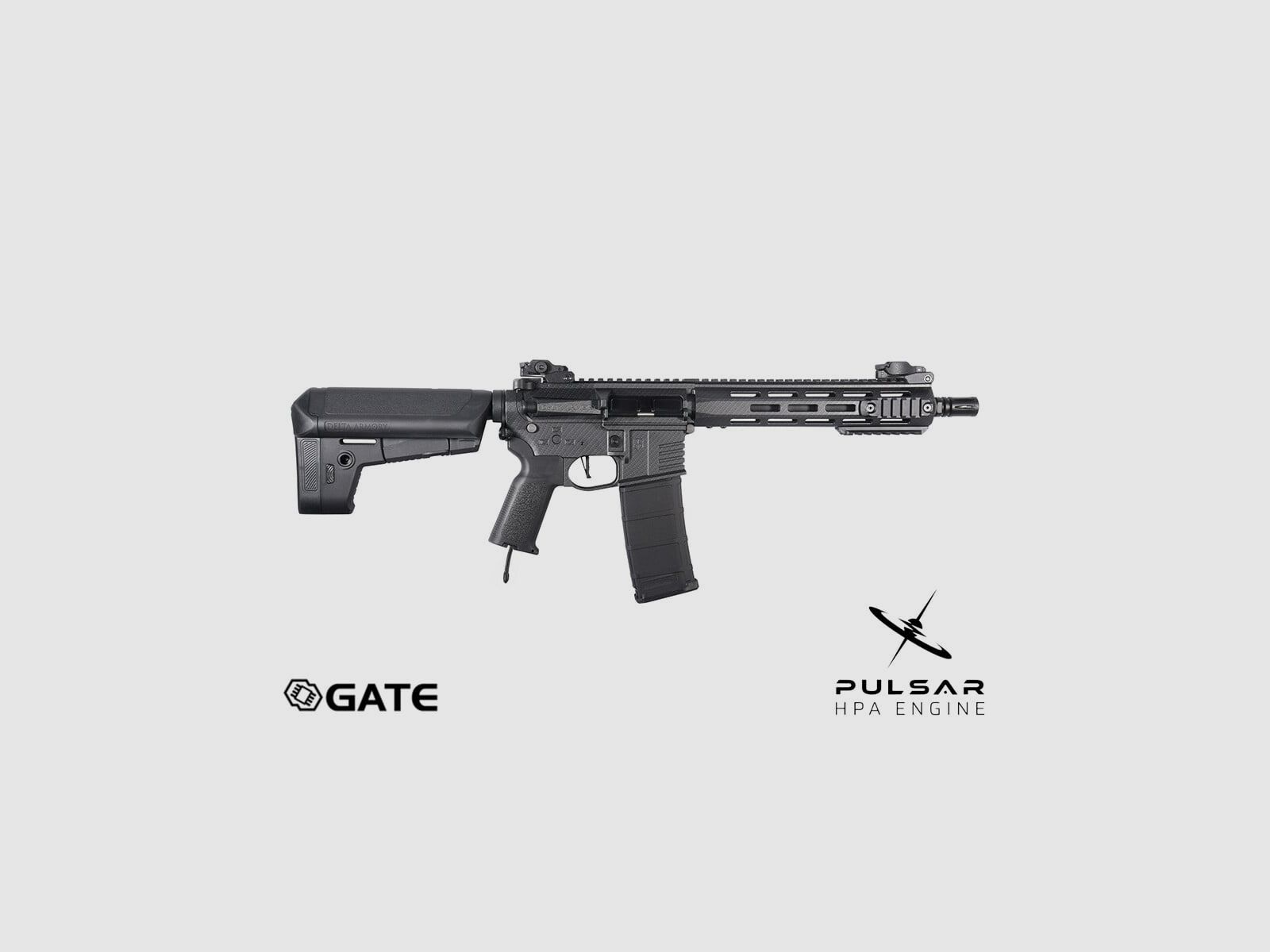 Delta Armory M4 AR15 M-LOK 10 Zoll CHARLIE GATE PULSAR HPA Airsoft Gewehr in Carbon, Bild 6 von 9