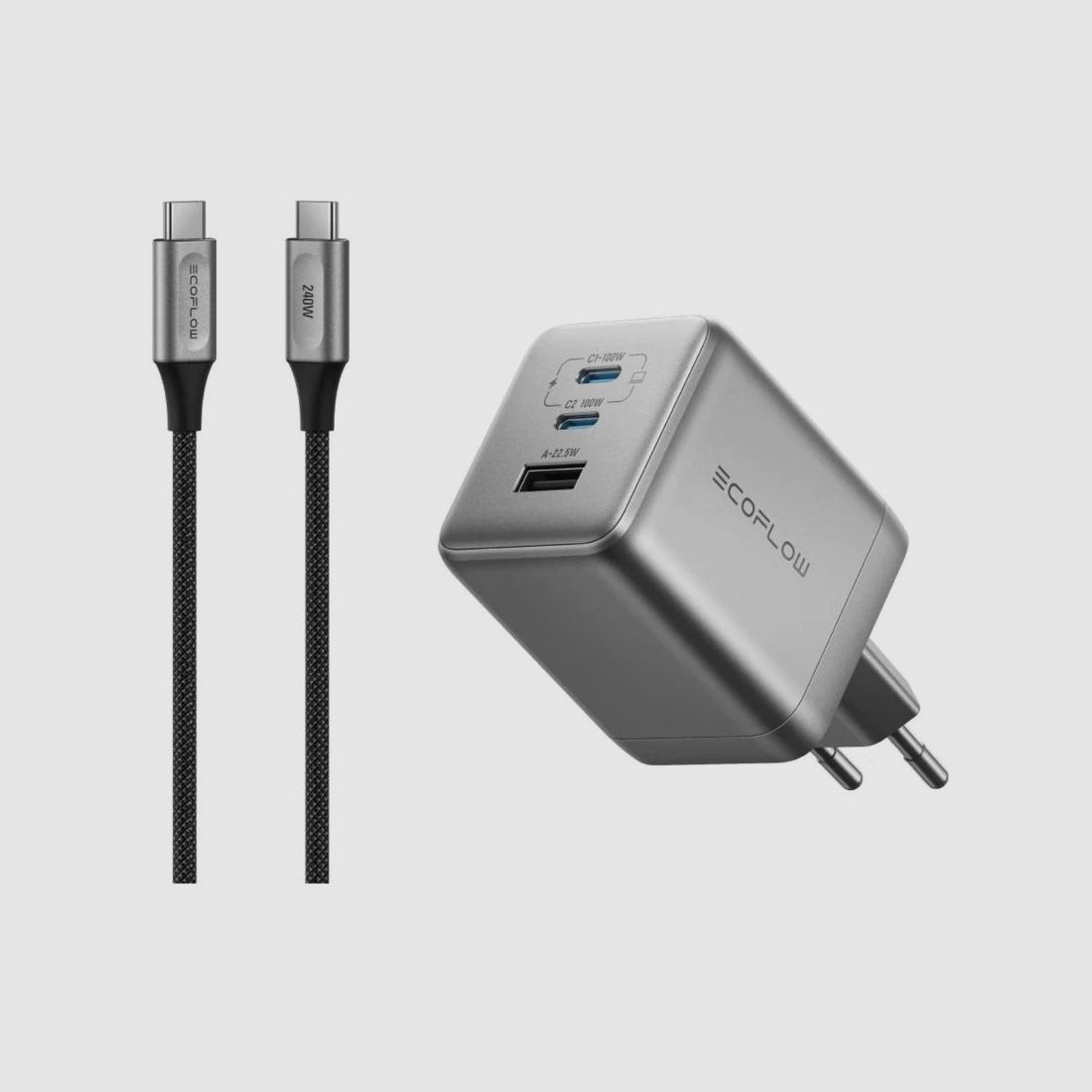 EcoFlow Chargeur RAPID 100W GaN - Chargeur USB-C compact 3-en-1 pour outdoor et voyage, image 2 sur 5