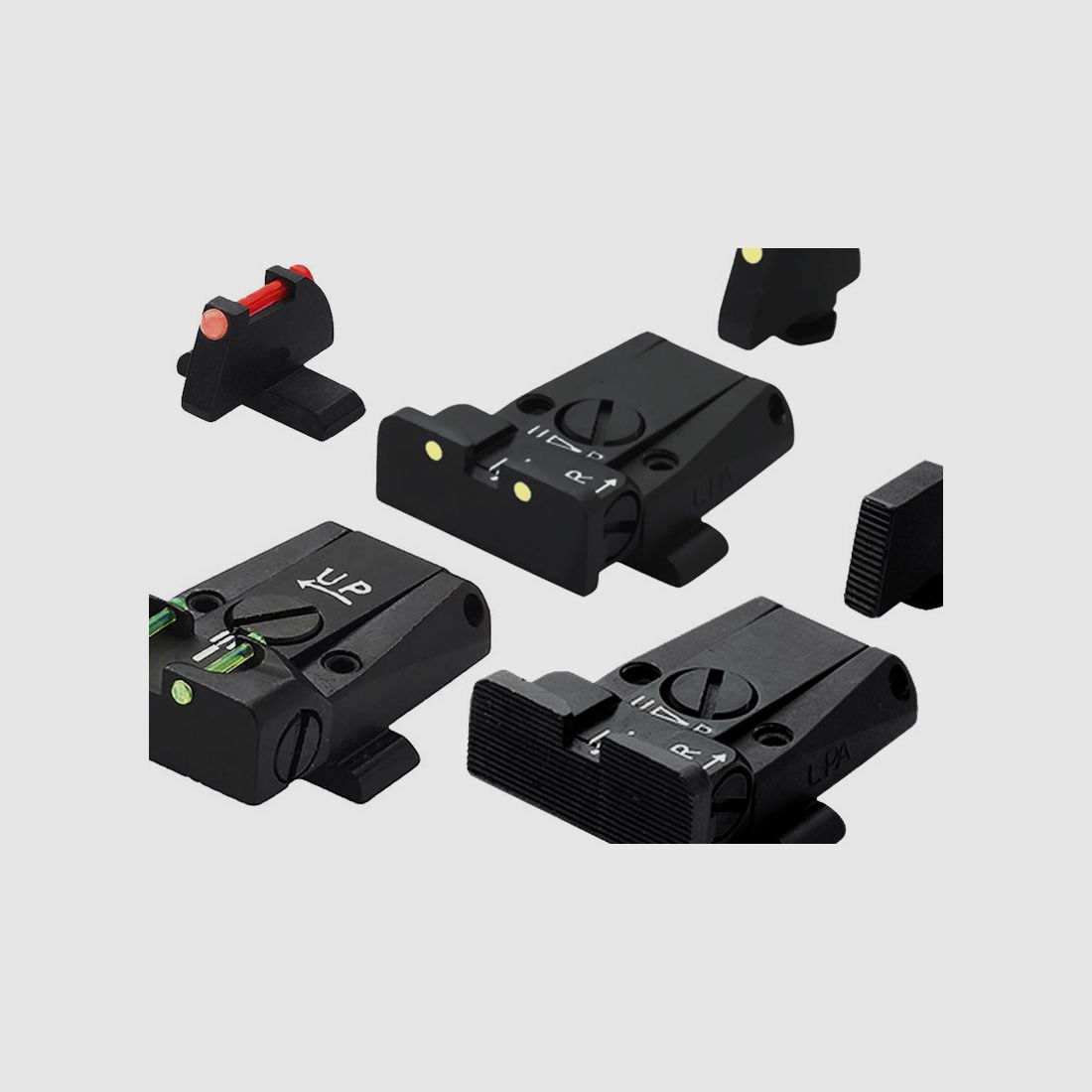 Heckler & Koch sport sights for pistols, adjustable from LPA HK suppressor adjustable sight Superluminova (rear sight + front sight) for P30, SFP9, HK45