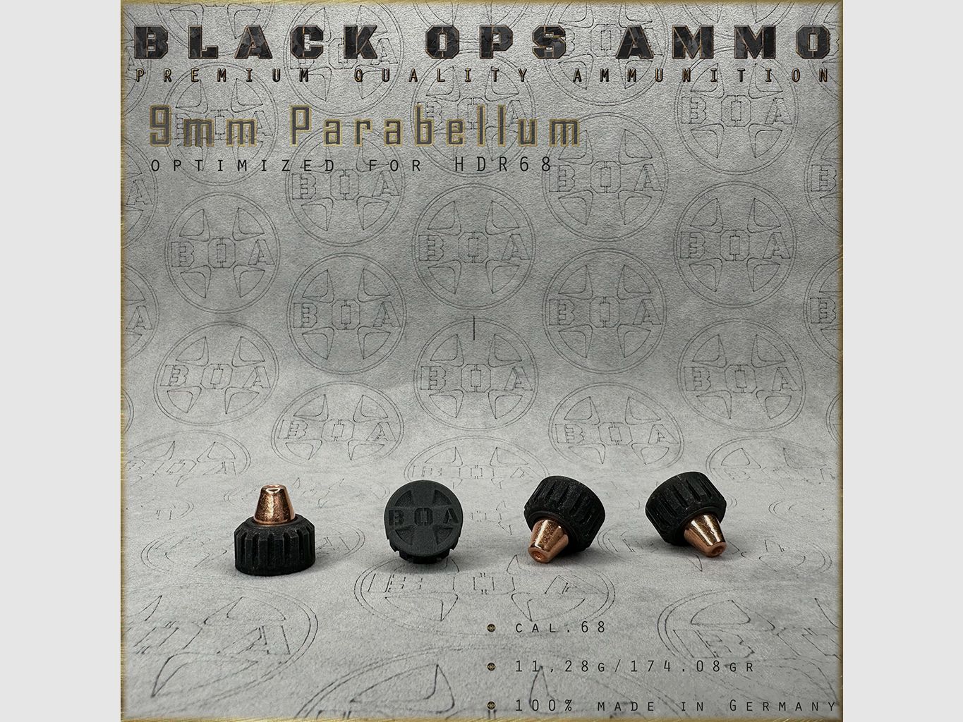 10x + 2 9mm Parabellum BLACK OPS AMMO HDR 68 TR cal.68 Munition T4E Umarex HDR68 TR68