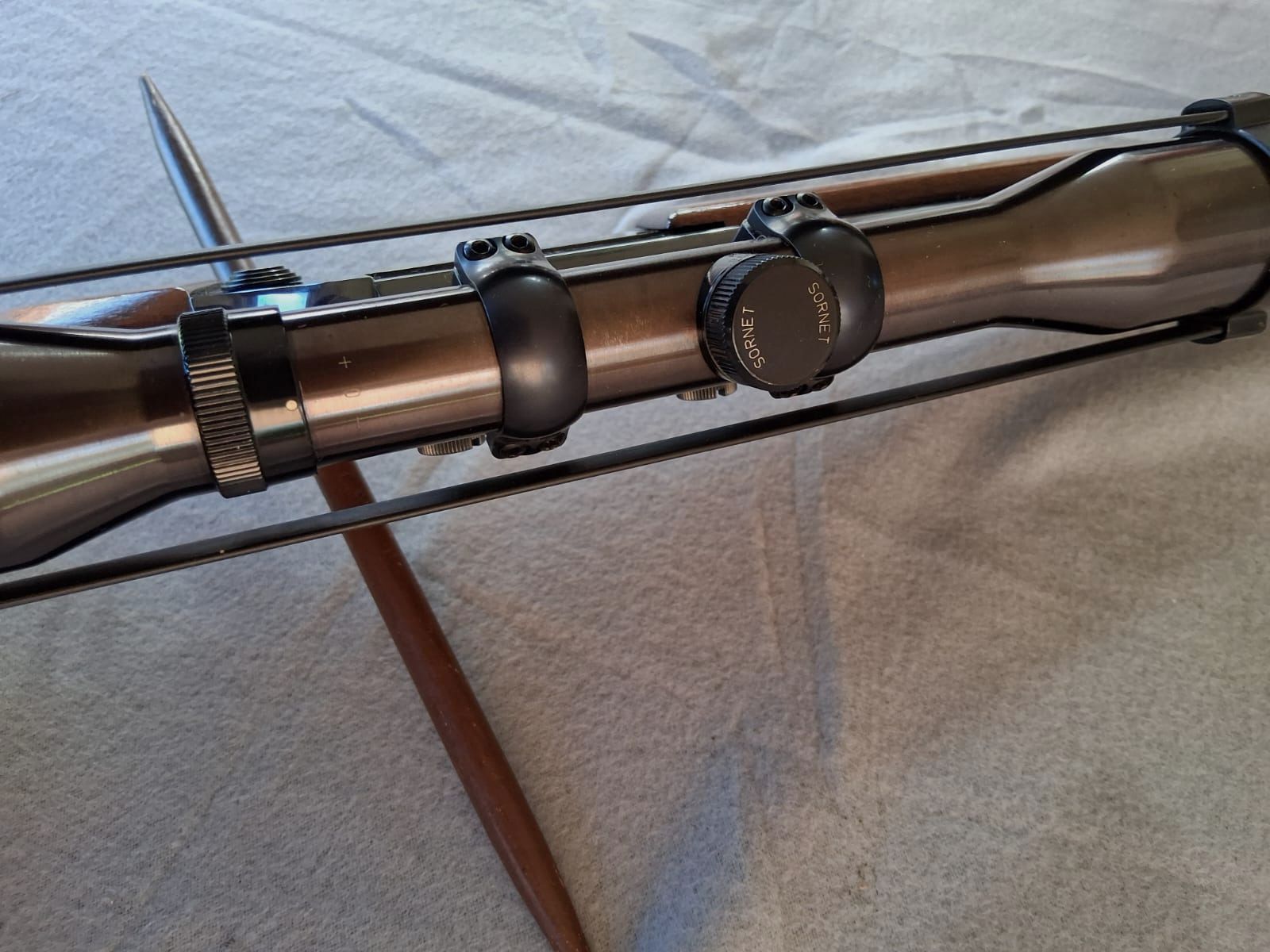Langwaffe Tikka Bockbüchsflinte 12/70 und 222 Rem. mit Zielfernrohr Sornet 4x