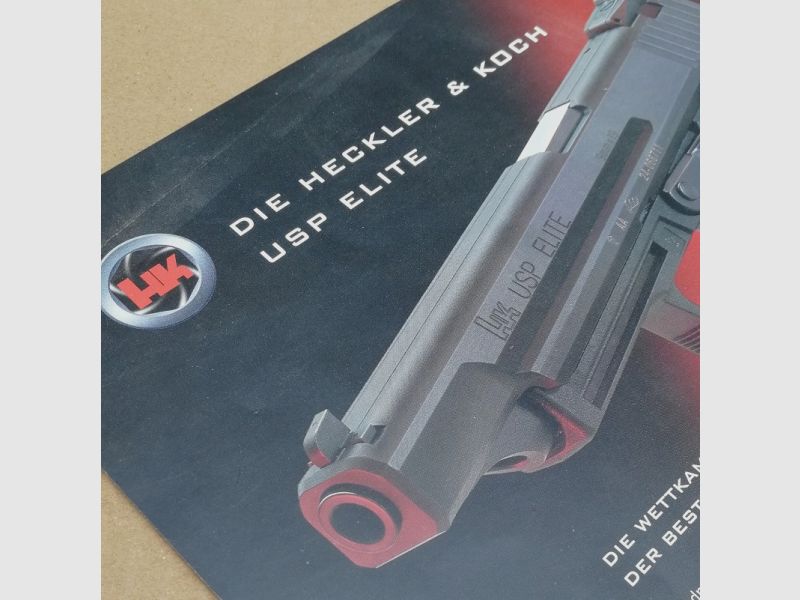 SAMMLERSTÜCK - Flyer Broschüre HK USP Elite - Markteinführung - Heckler & Koch / on Match Expert VP9